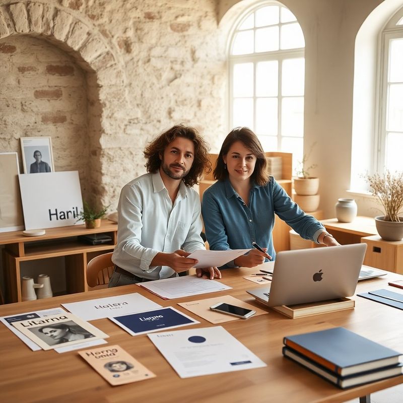 Ritratto di due professionisti creativi italiani in uno studio a Lecce