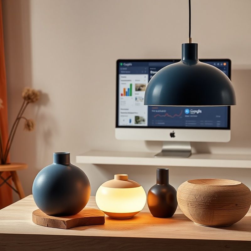 Product photography di illuminazione design con dashboard Google Ads
